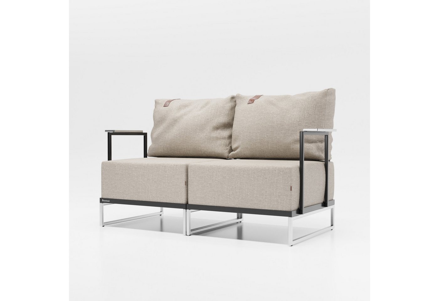 Jan Nowak Gartenlounge-Set 2-Sitzer-Gartensofa Stoff Edelstahl von Jan Nowak