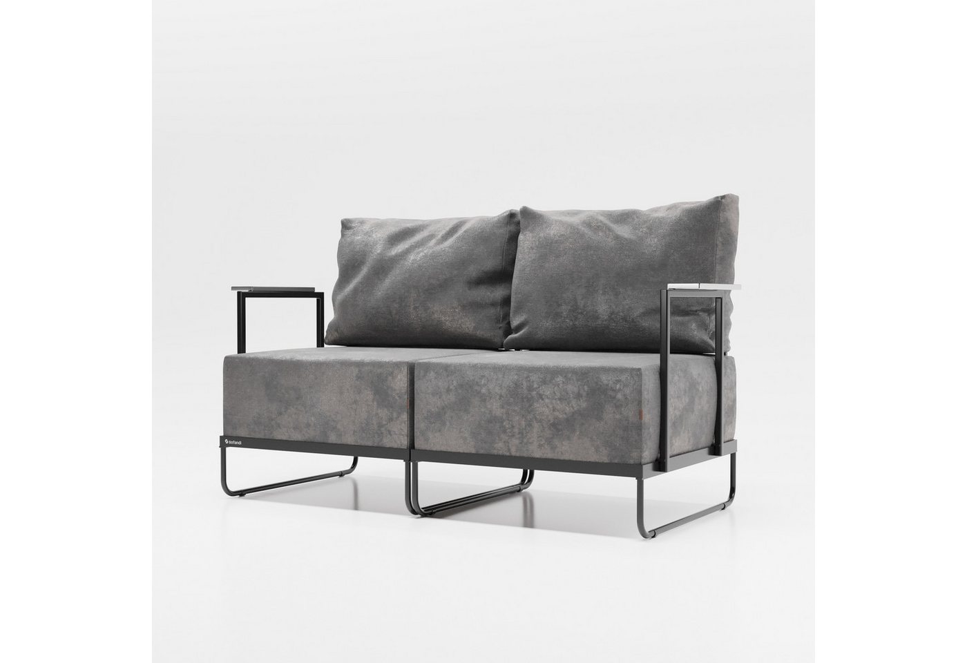 Jan Nowak Gartenlounge-Set 2-Sitzer Gartensofa Stoff Ilma runde Beine schwarz von Jan Nowak