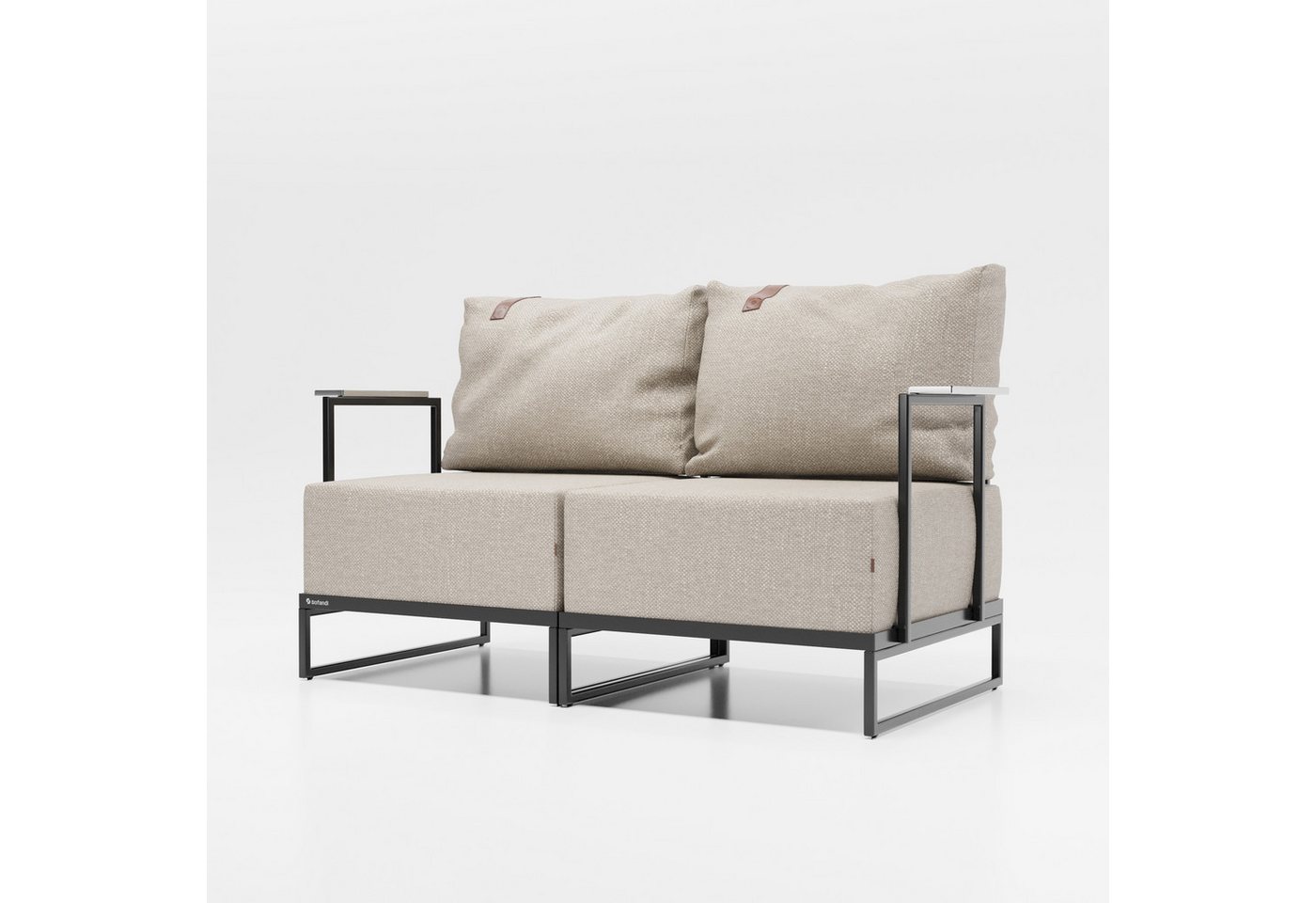 Jan Nowak Gartenlounge-Set 2-Sitzer Gartensofa Stoff gerade Beine schwarz von Jan Nowak