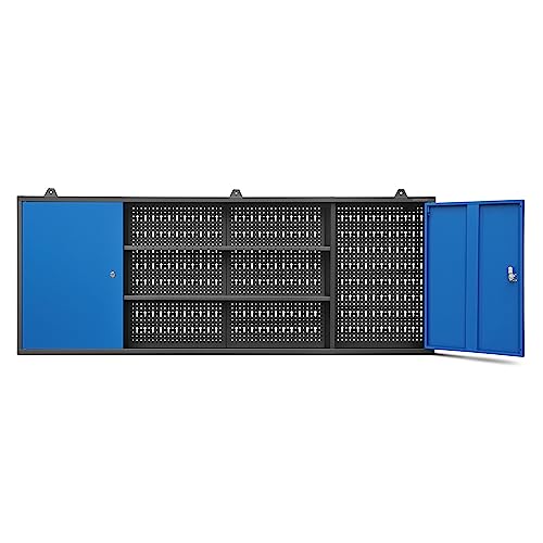 Jan Nowak Hängeschrank Werkzeugschrank Werkstattschrank Metallschrank Lochwand 2 Fächer 160 cm x 60 cm x 20 cm (Anthrazit-Blau) von Jan Nowak