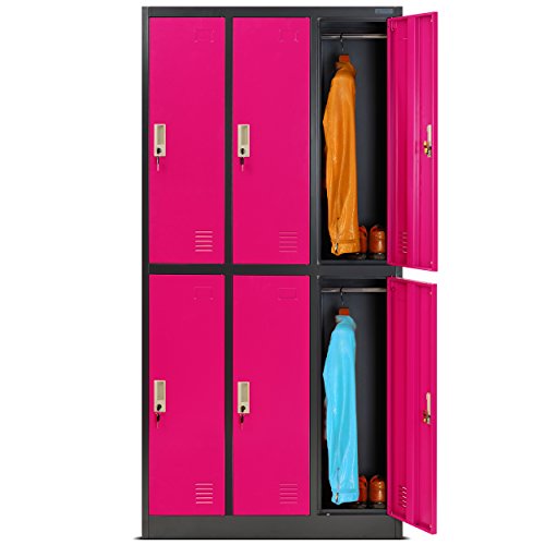 Jan Nowak Schließfachschrank 3B2A Wertfachschrank Metallspind Umkleideschrank 6 Fächer Stahlblech Pulverbeschichtet 185 cm x 90 cm x 45 cm (H x B x T) (Anthrazit-Rosa) von Jan Nowak