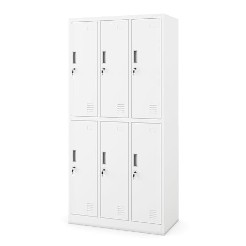 Jan Nowak Schließfachschrank 3B2A Wertfachschrank Metallspind Umkleideschrank 6 Fächer Stahlblech Pulverbeschichtet 185 cm x 90 cm x 45 cm (H x B x T) Weiß von Jan Nowak