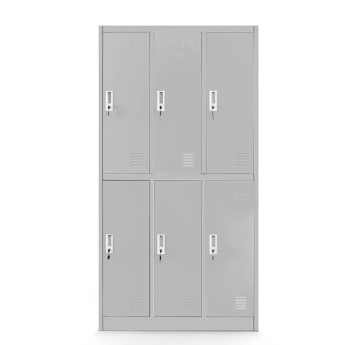 Jan Nowak Schließfachschrank 3B2AS Fächerschrank Wertfachschrank Umkleideschrank 6 Fächer Stahlblech Pulverbeschichtet 150 cm x 90 cm x 45 cm (H x B x T) (Grau) von Jan Nowak