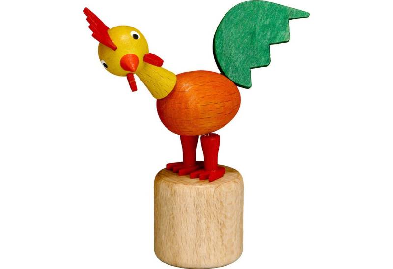 Jan Stephani Erzgebirgische Volkskunst Dekofigur Wackeltier Hahn mit grüner Schwanzfeder (9cm) von Jan Stephani von Jan Stephani Erzgebirgische Volkskunst