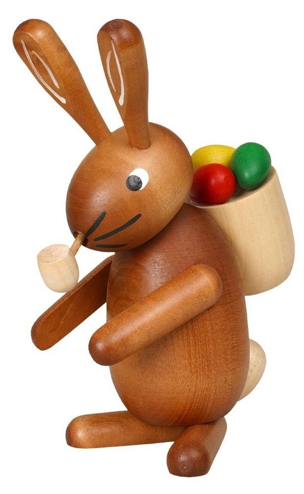 Jan Stephani Erzgebirgische Volkskunst Osterhase Osterdekoration Osterhase mit Korb und Pfeife bunt HxB 17,5x12,5cm NEU von Jan Stephani Erzgebirgische Volkskunst