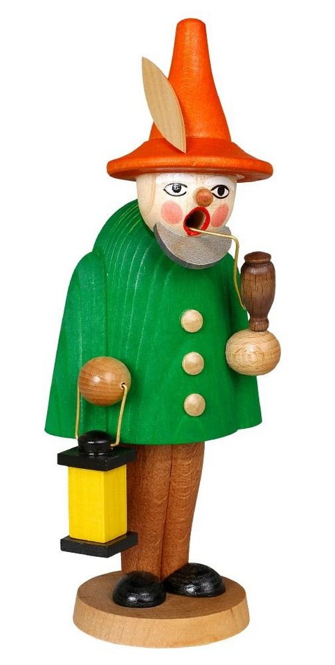 Jan Stephani Erzgebirgische Volkskunst Räuchermännchen Räuchermann Wichtel grün HxBxT 19x7x6cm NEU, freistehend, handbemalt, rauchend, mit Laterne, mit spitzem Hut von Jan Stephani Erzgebirgische Volkskunst