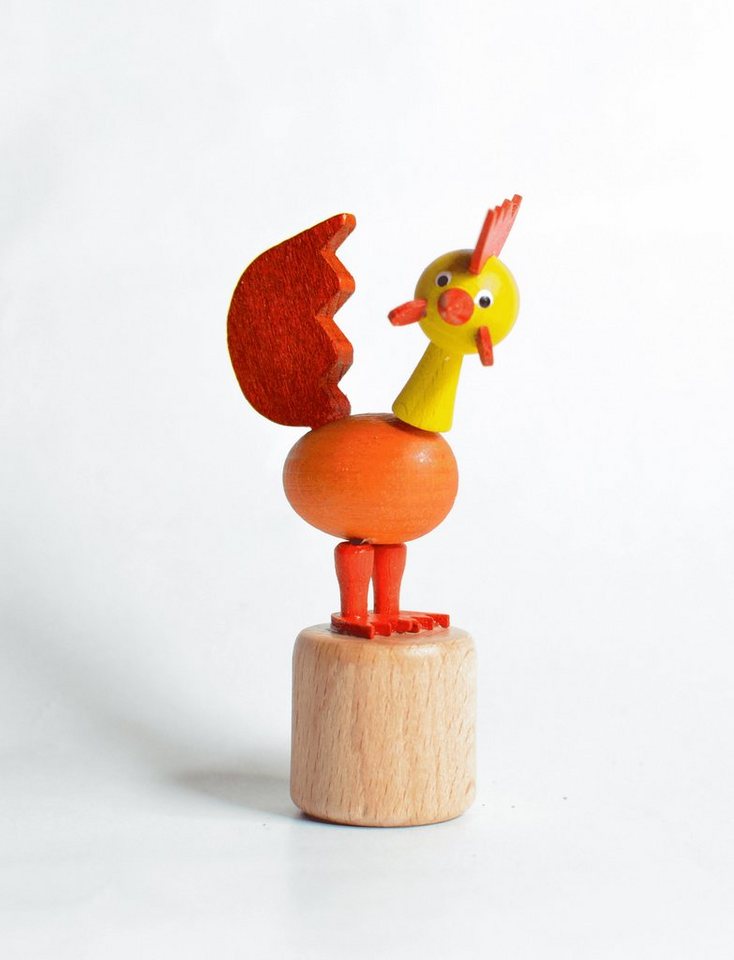 Jan Stephani Erzgebirgische Volkskunst Tierfigur Holzspielzeug Wackelfigur Hahn rot Höhe=8cm NEU von Jan Stephani Erzgebirgische Volkskunst