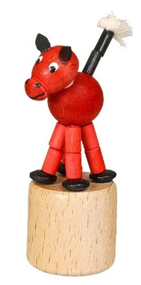 Jan Stephani Erzgebirgische Volkskunst Tierfigur Holzspielzeug Wackelfigur Pferd rot Höhe=8cm NEU von Jan Stephani Erzgebirgische Volkskunst