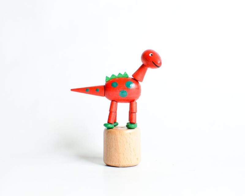 Jan Stephani Erzgebirgische Volkskunst Tierfigur Holzspielzeug Wackelfigur Dinosaurier rot Höhe=9cm Wackelfigur von Jan Stephani Erzgebirgische Volkskunst