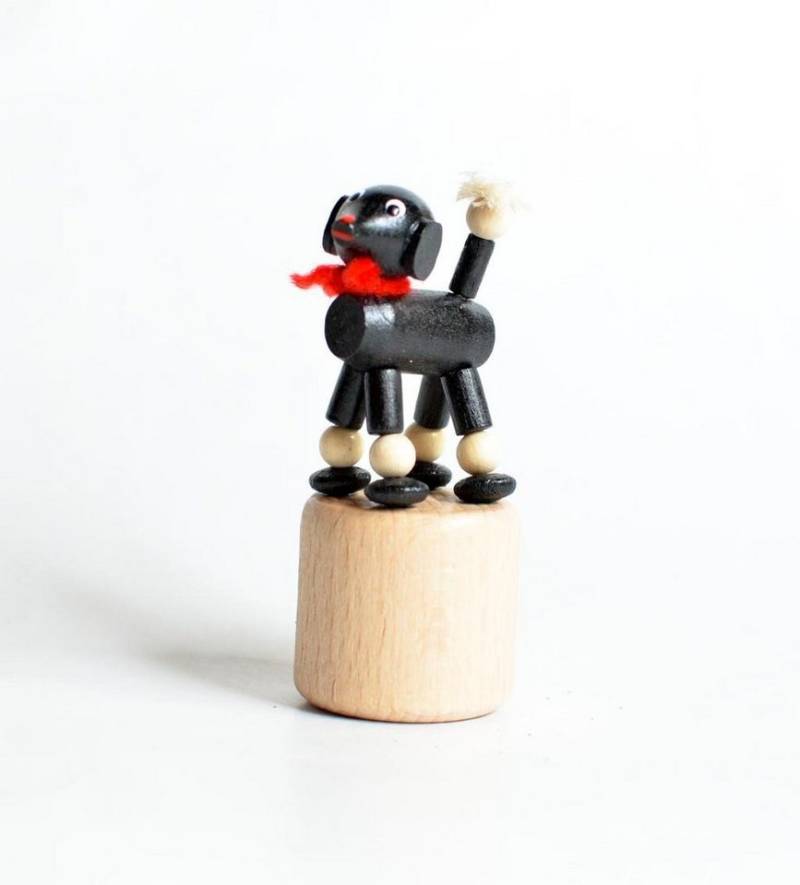 Jan Stephani Erzgebirgische Volkskunst Tierfigur Holzspielzeug Wackelfigur Pudel schwarz Höhe=7,5cm NEU von Jan Stephani Erzgebirgische Volkskunst
