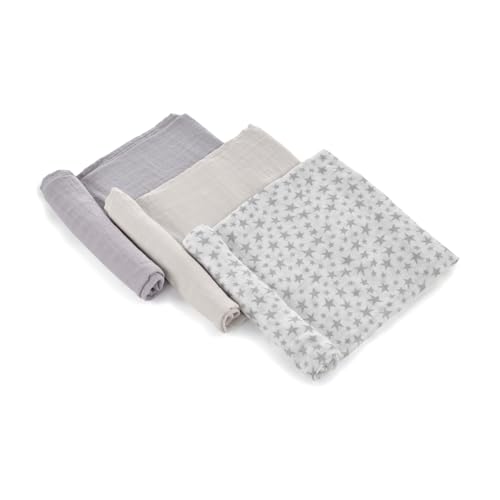 Jané 3er Pack Mehrzweck-Mulltücher, Stillen, natürliches Baumwoll- und Bambusgewebe, Staubmilbenschutz, Ökologisch, 80 x 80 cm, Grau Jané 3er Pack Mehrzweck-Mulltücher, Stillen, natürliches Baumwoll- und Bambusgewebe, Staubmilbenschutz, Ökologisch, 80 x 80 cm, Grau von Jane