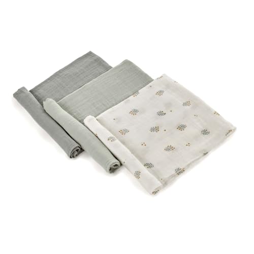 Jané 3er Pack Mehrzweck-Mulltücher, Stillen, natürliches Baumwoll- und Bambusgewebe, Staubmilbenschutz, Ökologisch, 80 x 80 cm, Grün Jané 3er Pack Mehrzweck-Mulltücher, Stillen, natürliches Baumwoll- und Bambusgewebe, Staubmilbenschutz, Ökologisch, 80 x 80 cm, Grün von Jane