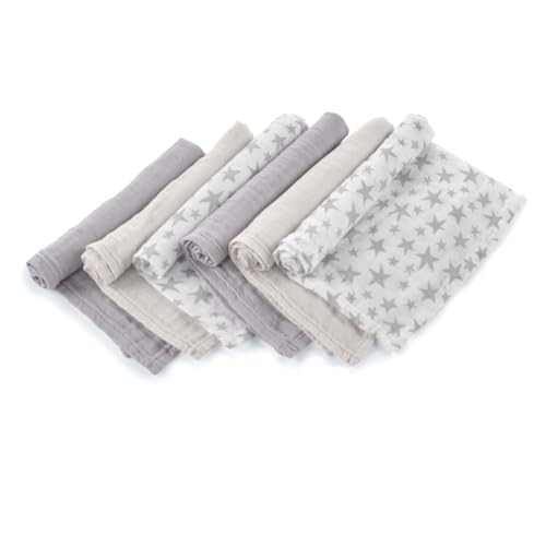 Jané 6er Pack Mehrzweck-Mulltücher, Stillen, natürliches Baumwoll- und Bambusgewebe, Staubmilbenschutz, Ökologisch, 35 x 35 cm, Grau Jané 6er Pack Mehrzweck-Mulltücher, Stillen, natürliches Baumwoll- und Bambusgewebe, Staubmilbenschutz, Ökologisch, 35 x 35 cm, Grau von Jane