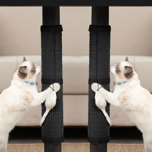 JanYoo 2 Stück Katze Kratzschutz Katzenkratzmatte Möbelschutz Pet Tischbein Katzenkratzer Kratzmatte für Katze Cat Scratcher Katzenkratzmatte Sofa Kratzbrett 50×25 cm (Schwarz von JanYoo