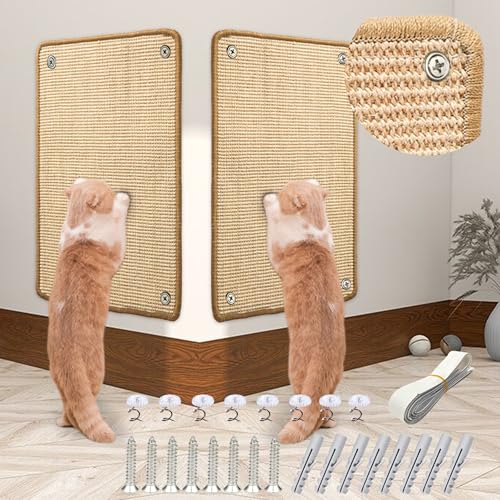 JanYoo 2 Stück Katze Kratzschutz Katzenkratzmatte Sisal Katzenkratzmatte Kratzmatte für Katze Katzenkratzmatte für Sofa Möbel Tür Kratzschutz 60 × 40 cm(Beige) von JanYoo