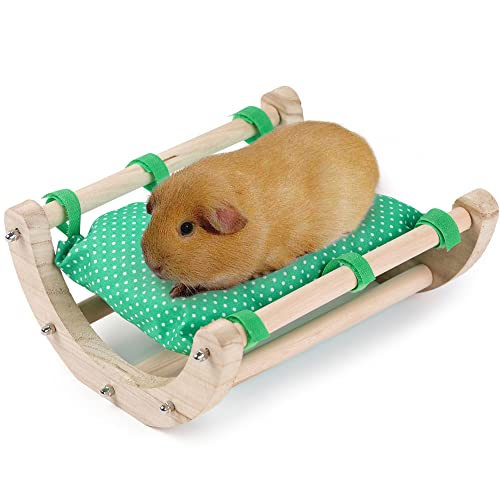 JanYoo Bett/Matte für Meerschweinchen, Igel oder Kaninchen, Spielzeug, Käfigzubehör, Stuhl, Hängematte, abnehmbar, Holzrahmen, Dunkelgrün von JanYoo