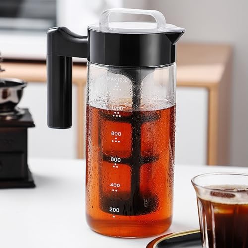 JanYoo Cold Brew Kaffeebereiter 1200ml, Cold Brew Coffee Maker mit Feinstfilter, Brühglas Karaffe mit Anti-Rutsch Henkel, Ausguss Karaffe für Eiskaffee, Eistee JanYoo Cold Brew Kaffeebereiter 1200ml, Cold Brew Coffee Maker mit Feinstfilter, Brühglas Karaffe mit Anti-Rutsch Henkel, Ausguss Karaffe für Eiskaffee, Eistee von JanYoo