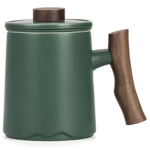 JanYoo Teetasse mit Deckel und Sieb,360ml Palisandergriff Keramik Losen Teebecher,Matte Steinzeug Glasierte Teetassen für Einweichen Tee Grün von JanYoo