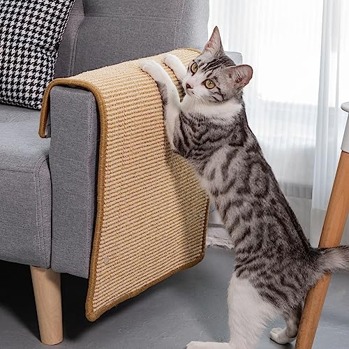 Katze Kratzschutz Katzenkratzmatte Sisal Katzenkratzmatte Kratzmatte für Katze Katzenkratzmatte für Sofa Möbel Tür Kratzschutz 60 × 40 cm(Beige) von JanYoo