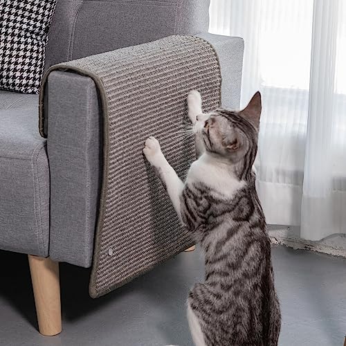 Katze Kratzschutz Katzenkratzmatte Sisal Katzenkratzmatte Kratzmatte für Katze Katzenkratzmatte für Sofa Möbel Tür Kratzschutz 60 × 40 cm(Grau) von JanYoo