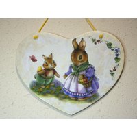 Wimpelkette 18 cm Herz Aus Holz, Wanddekoration Ostern, Grußkarte Frohe Eiersuche Ostern von JanaPysanky