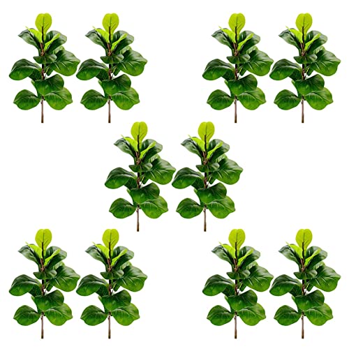 Janasiba 10X KüNstliche Pflanzen Geigen Blatt Faux Ficus Lyrata Gefälschte GrüNe Büsche GrüN für Garten Veranda Box von Janasiba