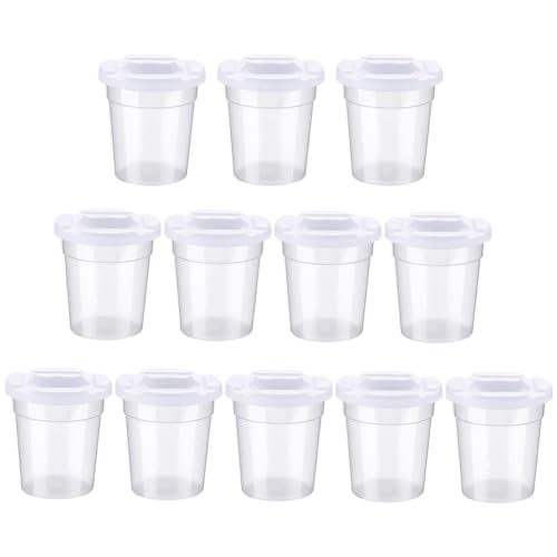 Janasiba 12er-Pack Auslaufsichere Farbbecher mit Weißem Deckel, Auslaufsichere Farbbecher, Wiederverwendbare Farbbecher mit Deckel für Kinder, Schule, Klassenzimmer von Janasiba