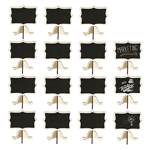 Janasiba 15Er-Pack Mini-Tafel-Tischkarten mit Staffelei-StäNder - Kleine Rechteckige Tafelschilder für Hochzeiten, Geburtstagsfeiern, Tischnummern, Speiseschilder und Besondere AnläSse von Janasiba