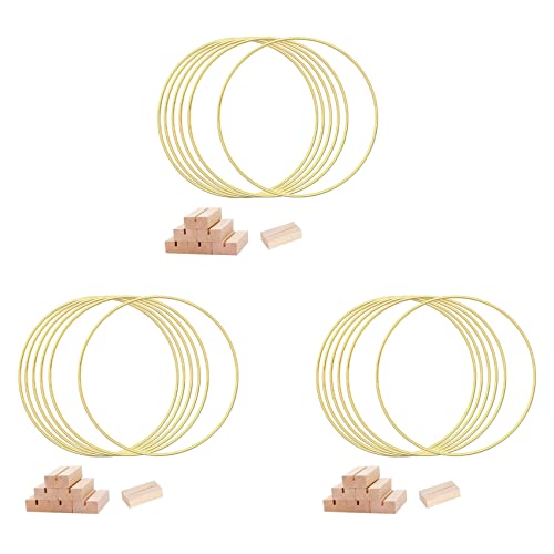 Janasiba 18 PCS 12 Großes Metall-Blumen-Reifen-Mittelstück für Den Tisch, Goldener Kranzring mit 18 PCS-Holzhalterständern, Reifenringe von Janasiba