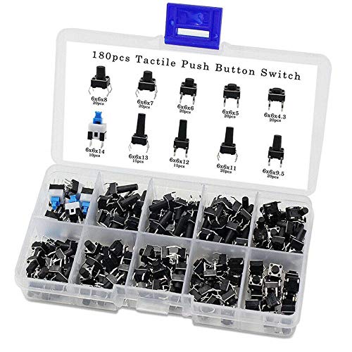 Janasiba 180 StüCk 10 Werte Tastschalter Mini Momentary Tact Assorted Kits Janasiba 180 StüCk 10 Werte Tastschalter Mini Momentary Tact Assorted Kits von Janasiba