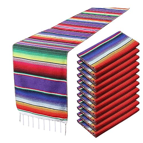 Janasiba 2 Stück Fransen-Tischläufer Aus Baumwolle, 35,6 X 274,3 cm, für Mexikanische Partys, Hochzeitsdekorationen, Picknicks im Freien, Esstisch von Janasiba
