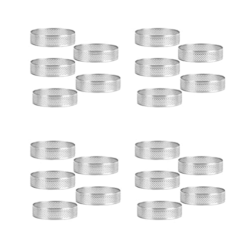 Janasiba 20 Stück Kreis Förmige Torte Ring Dessert Edelstahl Perforation Obst Kuchen Quiche Kuchen Mousse Form Küche Back Form von Janasiba