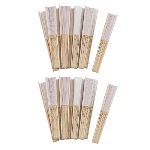 Janasiba 20 Teile/Los 21 cm Weisse Farbe Stoff Hand Fan, Seide Hand Fan Hochzeit Foerderung Gunsten von Janasiba