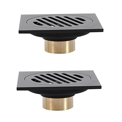 Janasiba 2X 4 Quadrat Dusche Ablauf mit Abnehmbarem Gitter, Messing Anti Clogging und Geruch Boden Ablauf mit HaarfäNger Sieb, Matte Schwarz Janasiba 2X 4 Quadrat Dusche Ablauf mit Abnehmbarem Gitter, Messing Anti Clogging und Geruch Boden Ablauf mit HaarfäNger Sieb, Matte Schwarz von Janasiba