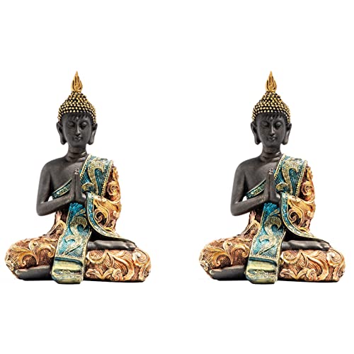 Janasiba 2X Buddha Statue Thailand Skulptur Harz Hand Gemachter Buddhismus Hindu Feng Shui Figur Meditation Meditation von Janasiba