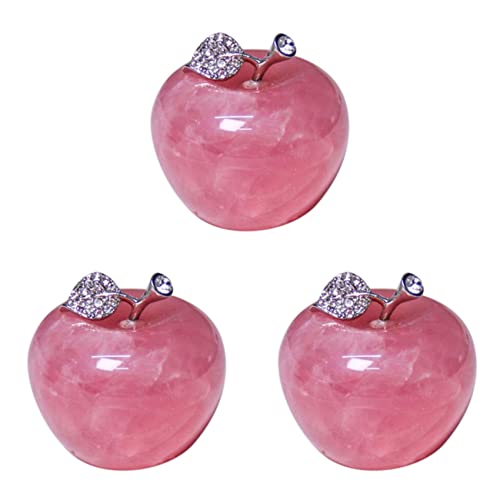 Janasiba 3 Stück Natürliche Rosenquarz Rosa Apfel für Paar Dekorationen Haus Dekoration Arbeitszimmer Dekoration DIY Geschenk von Janasiba
