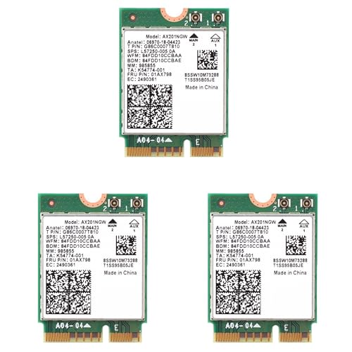 Janasiba 3 x WLAN-Karte 6 AX201 M.2 Key E CNVio 2 Dual-Band WLAN-Karte 3000 Mbps kabellos für Bluetooth 5.0 2,4 GHz/5 GHz AX201NGW, einzige Karte Janasiba 3 x WLAN-Karte 6 AX201 M.2 Key E CNVio 2 Dual-Band WLAN-Karte 3000 Mbps kabellos für Bluetooth 5.0 2,4 GHz/5 GHz AX201NGW, einzige Karte von Janasiba