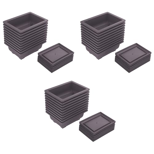 Janasiba 30 Packungen Bonsai Trainings TöPfe mit Tablett Kunststoff Bonsai Pflanzen Topf für Garten Wohnen Balkon 16,5X12cm von Janasiba