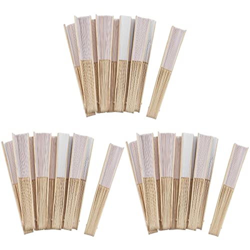 Janasiba 30 Teile/Los 21 cm Weisse Farbe Stoff Hand Fan, Seide Hand Fan Hochzeit Foerderung Gunsten von Janasiba