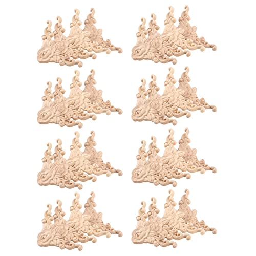 Janasiba 32 Stücke 8 x 8 cm Geschnitzte Ecke Onlay Applique Türschrank Rose Unlackiert EuropäIschen Stil von Janasiba