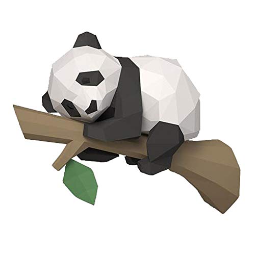 Janasiba 3D Tier Papier Modell, Panda auf Dem Geometrisches Origami für Wohnen Kultur, Wand Dekoration, PäDagogisches Kinder Spielzeug, A von Janasiba