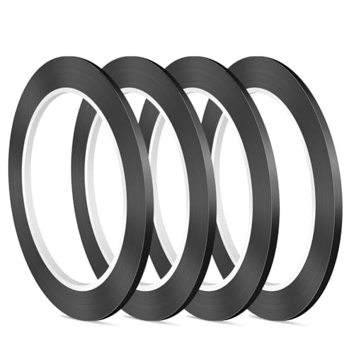 Janasiba 4 Stück Whiteboard-Klebeband, Schwarzes Nadelstreifenband, 3 mm Breites Nadelstreifenband, für Klassenzimmer, Konferenzdisplay (PET) von Janasiba