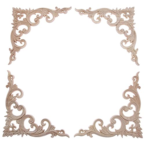 Janasiba 4 Teile/Satz Geschnitzte Ecke Onlay Applique Unlackiert Rahmen Schrank Schrank Aufkleber für Haus WohnmöBel Dekoration 15 cm von Janasiba