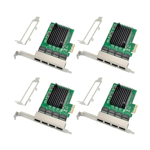Janasiba 4 x Serveradapter Ethernet RJ-45 auf 4 Ports, Gigabit-Netzwerkkarte, PCI-E X1 von Janasiba