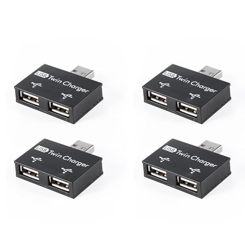 Janasiba 4 x USB 2.0 Stecker auf Doppel-Ladegerät 2 Ports USB DC 5 V Verteiler Ladeadapter Konverter Anschluss von Janasiba