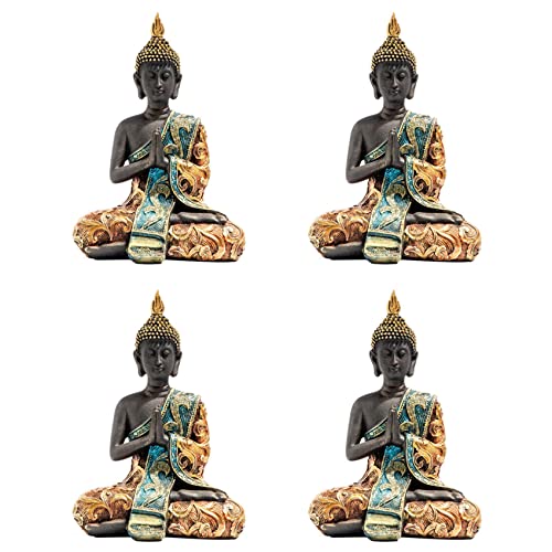 Janasiba 4X Buddha Statue Thailand Skulptur Harz Hand Gemachter Buddhismus Hindu Feng Shui Figur Meditation Meditation Haus Ornament von Janasiba