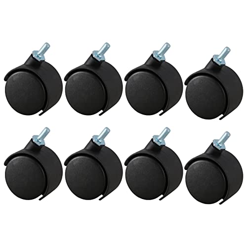 Janasiba 8Stücke 6 mm Gewindezapfe 40mm Doppel-Rad Drehbar Rolle Schwarz von Janasiba