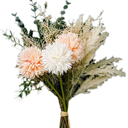 Janasiba KüNstliche LöWenzahnblumen Mittel StüCke für Tische Haus Wohnzimmer Dekoration GefäLscht Pampasgras Hochzeits Arrangement D von Janasiba