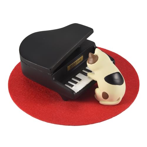 Janasiba Niedliche Klavier-Katzen-Figuren Mini-Katzen-Statue Kleine Skulptur Von Entzückenden Katzen, Wie Abgebildet. Aus Harz, Zur Schreibtisch-Dekoration im Schlafzimmer oder Garten. von Janasiba