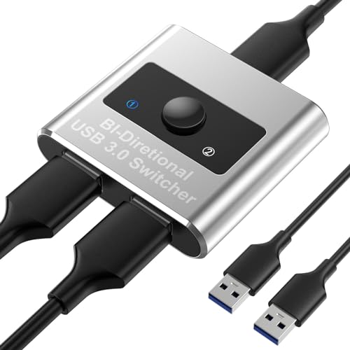 Jancane Aluminium Bi-Direktional USB Switch - 2 in 1 Out / 1 in 2 Out KVM Switch für PC, Drucker, Scanner, Tastatur von Jancane